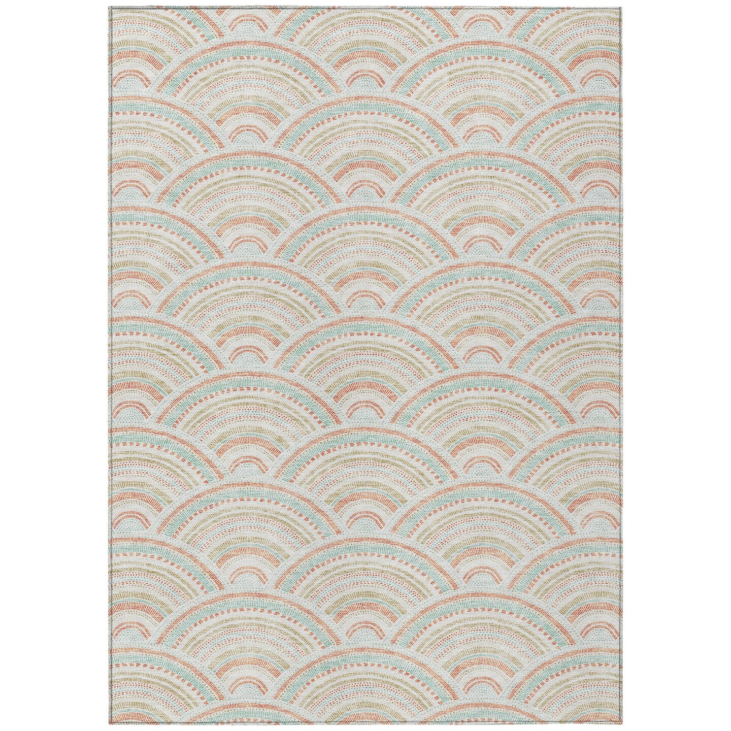 Edge Collections - 9' x 12' - Orange - Area Rug Geometric Indoor Outdoor Washable - 1 Piece