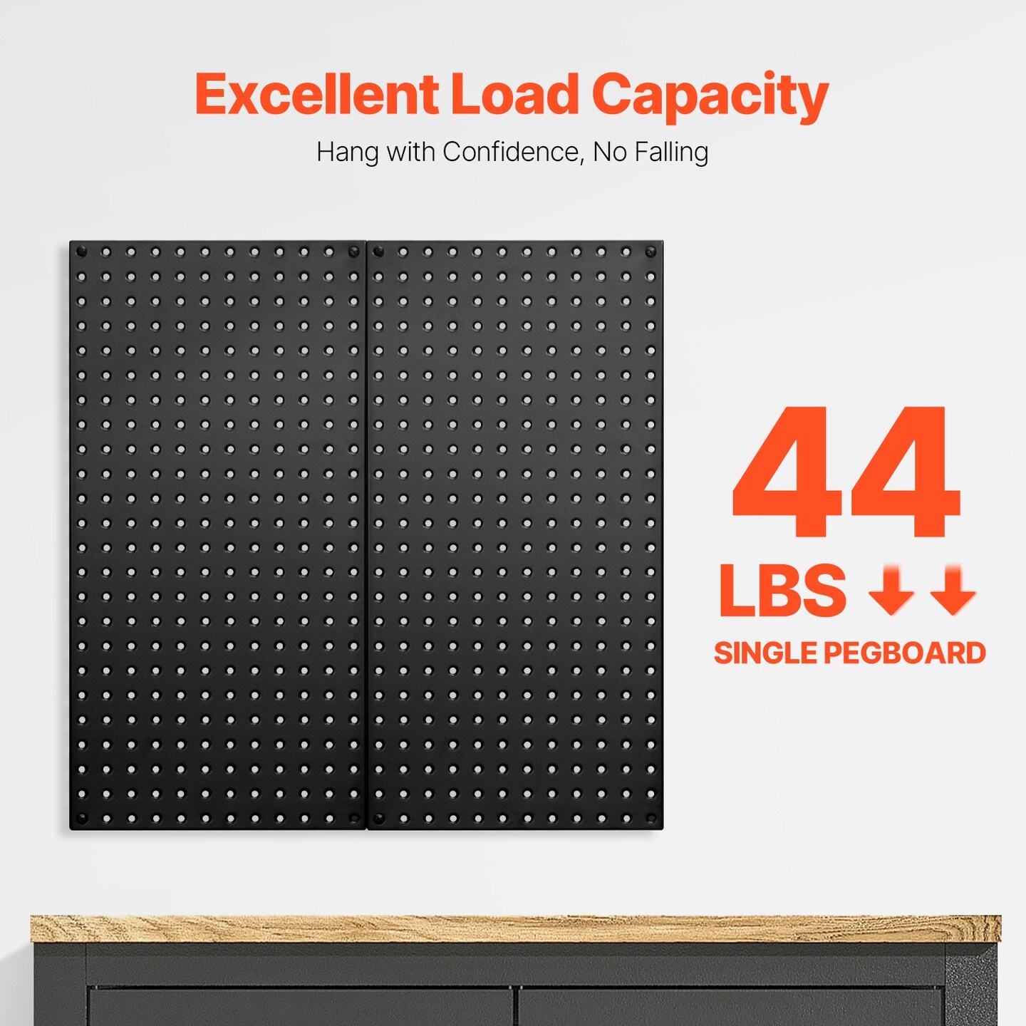 Black Steel Pegboard Panels with Volcanic Holes, 88 lbs Capacity