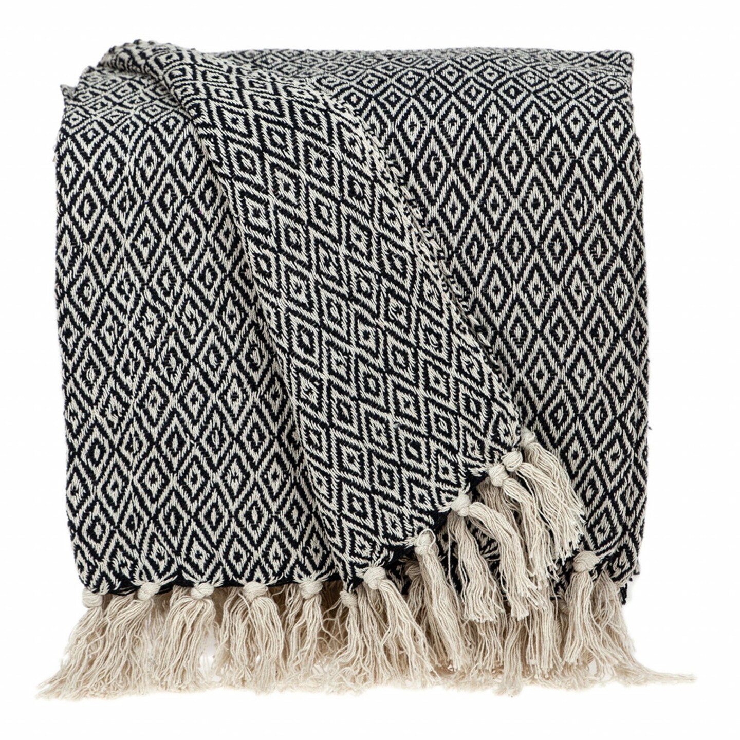 Edge Collections - Black - Chic Boho Woven Throw for Cozy Comfort - 1 Piece