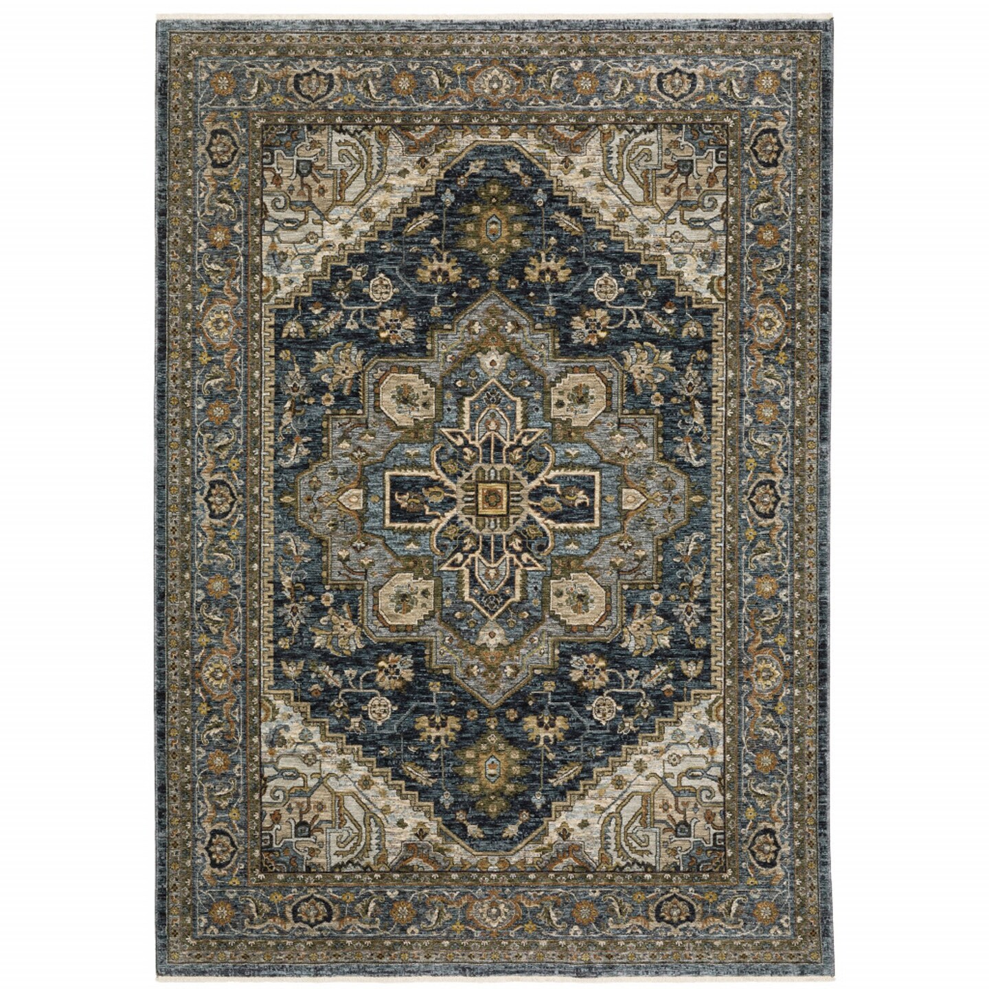 Edge Collections - 2' X 3' - Multicolor - Oriental Stain Resistant Area Rug with Tassels - 1 Piece