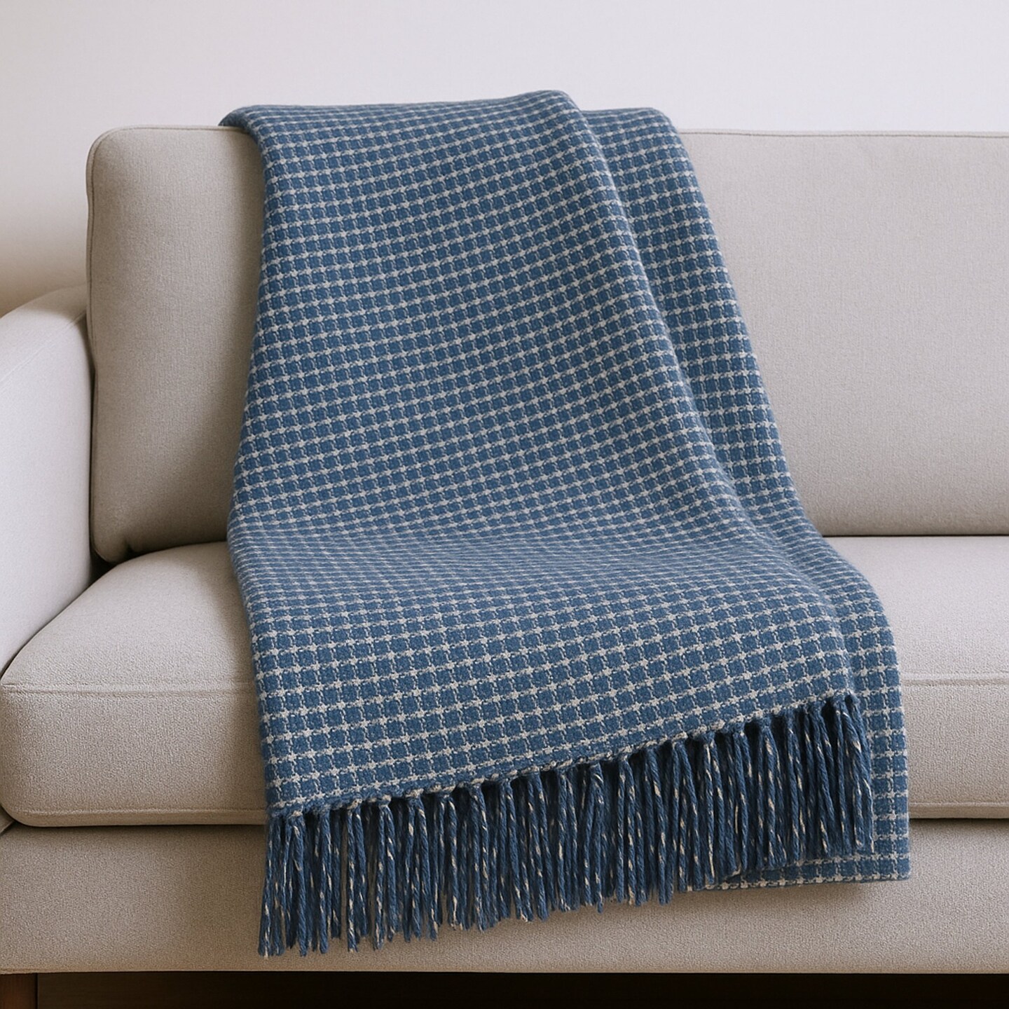 Edge Collections - 50" x 67" - Blue - Soft Woven Plaid Throw Blanket for Year-Round Comfort - 1 Piece