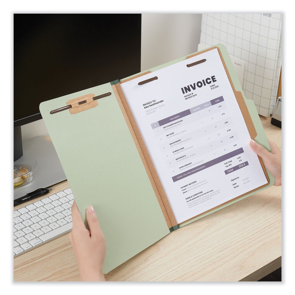 Universal 4-Section Pressboard Classification Folder - Letter, Green (10/Box)