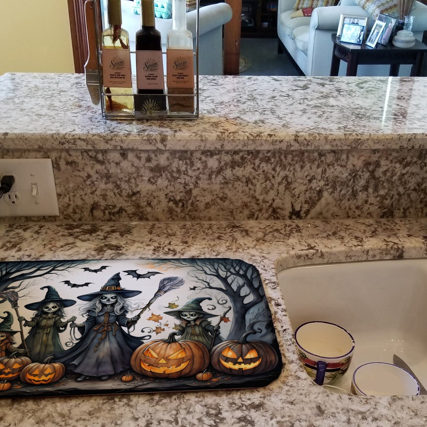 Edge Collections - 14" x 22" - Multicolor - Stylish Halloween Dish Drying Mat - 1 Piece