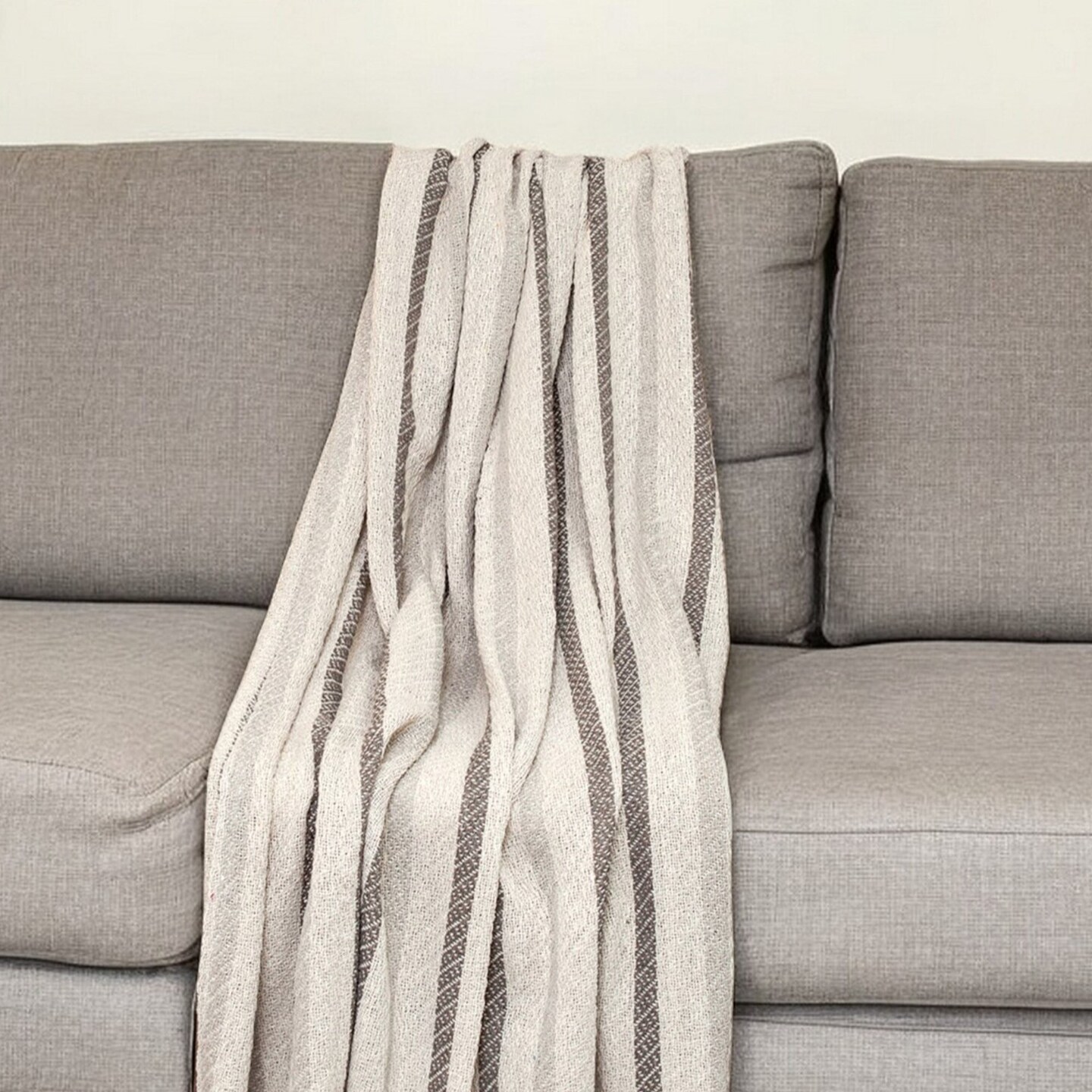 Edge Collections - 52" x 67" - Brown - Cozy Quilted Striped Throw Blanket for Home Decor - 1 Piece