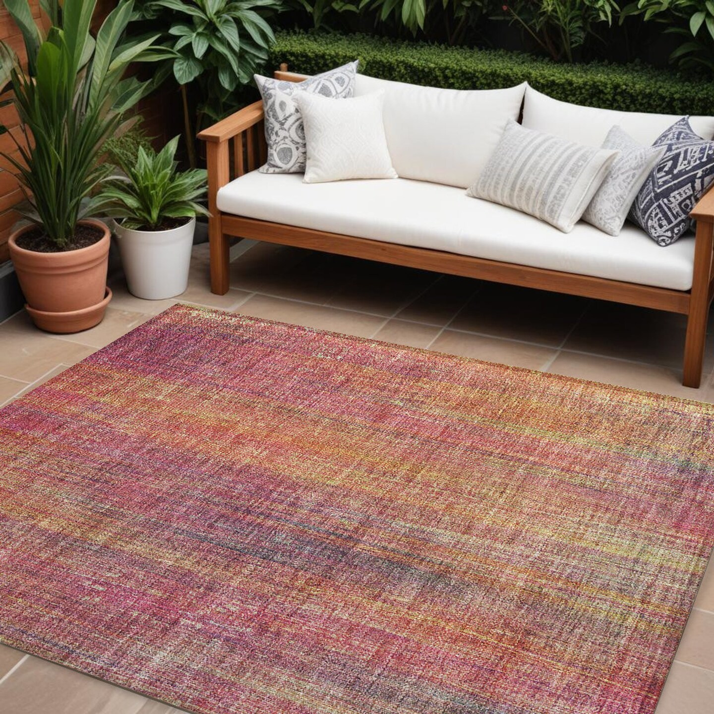 Edge Collections - 9' x 12' - Multicolor - Striped Washable Area Rug for Indoor and Outdoor Use - 1 Piece