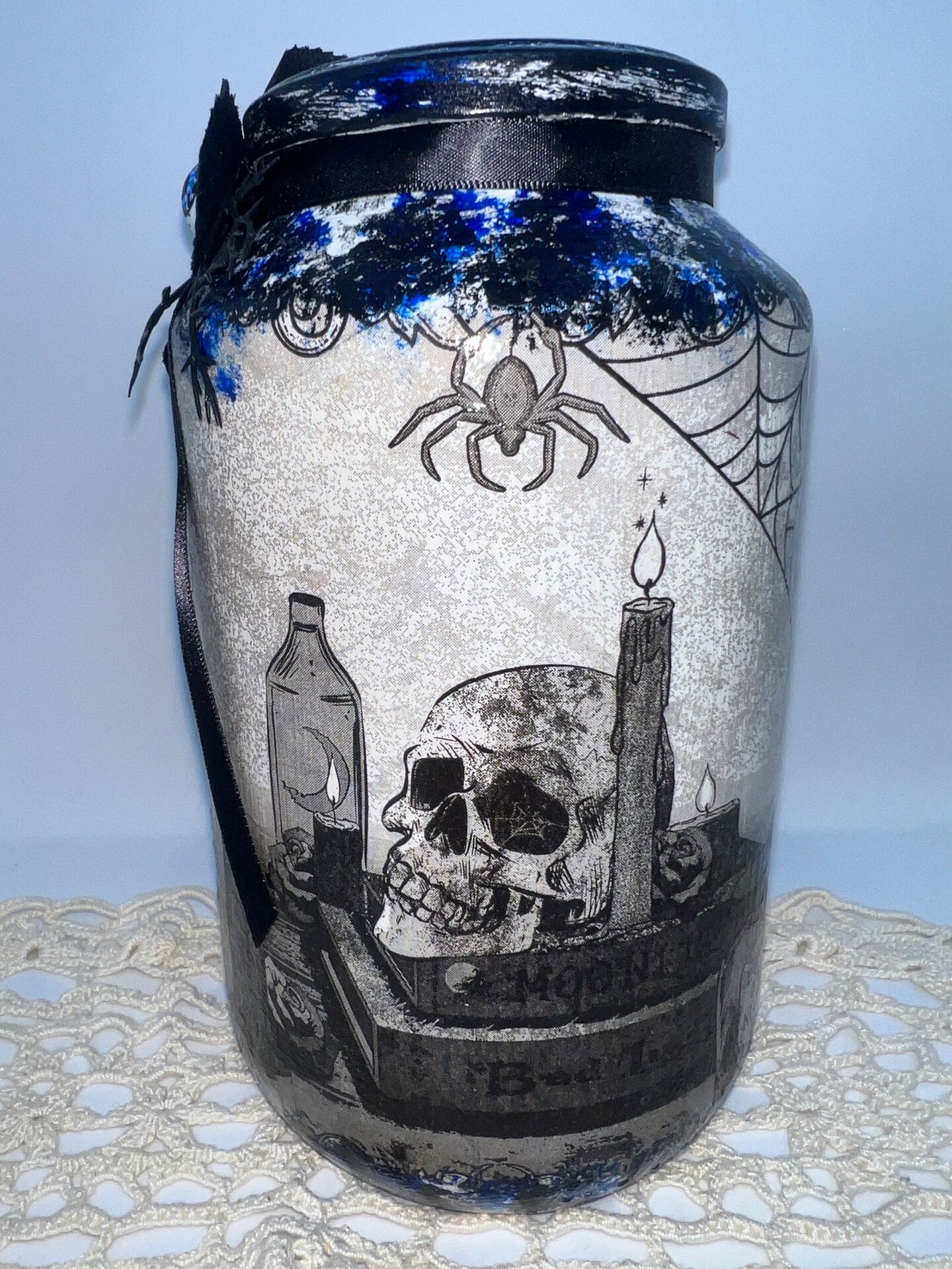 Handmade Decoupage Potion Jar, Upcycled Fall Apothecary, Halloween ...