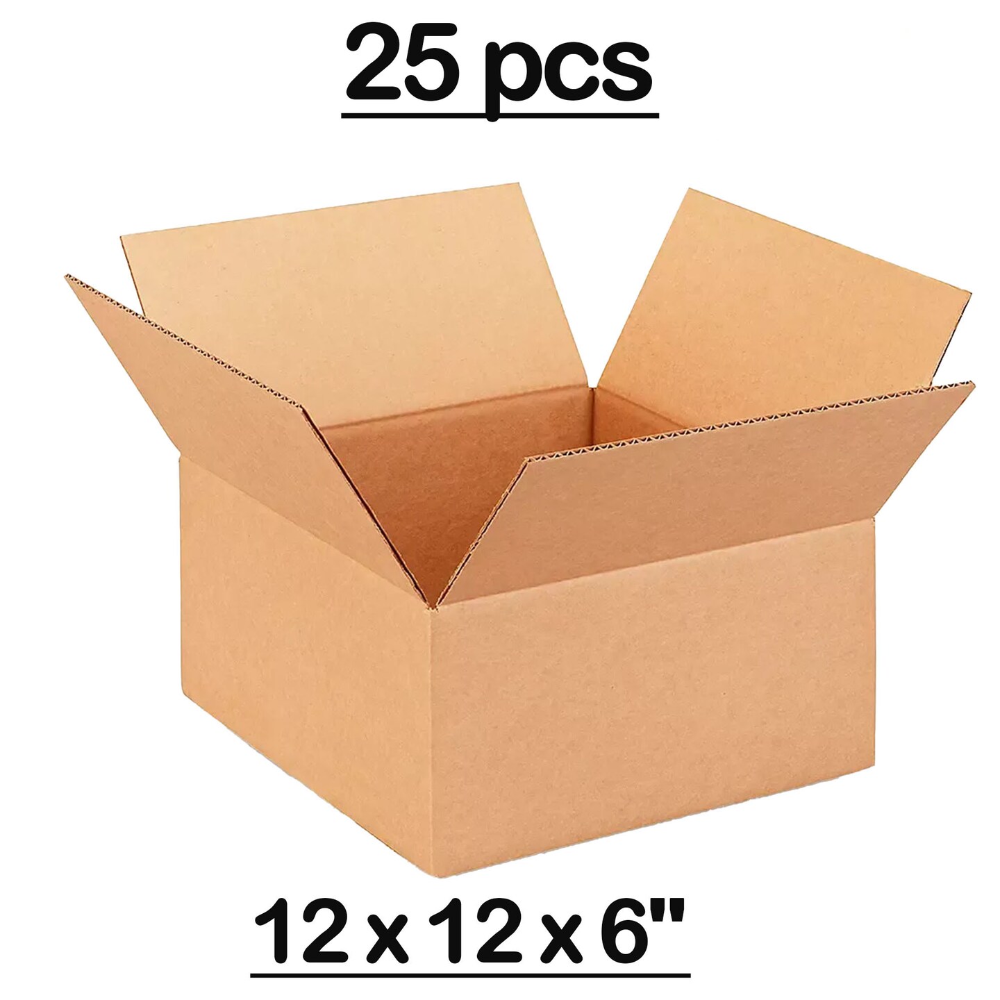 25 pcs Corrugated Boxes for Shipping Storage Large Square Durable C Flute Packaging 12 x 12 x 6 inch