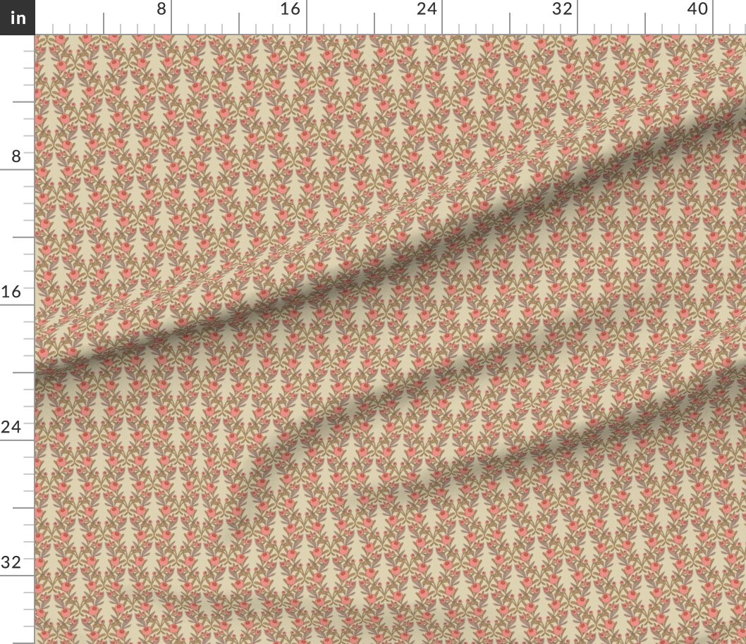 Various Fabrics by the Yard or Fat Quarter Retro Christmas Vintage Heritage Berries Winter Christmas Floral Retro Cranberry Vertical Leaves Botanical Maximalist Antique Custom Printed Fabric by Spoonflower