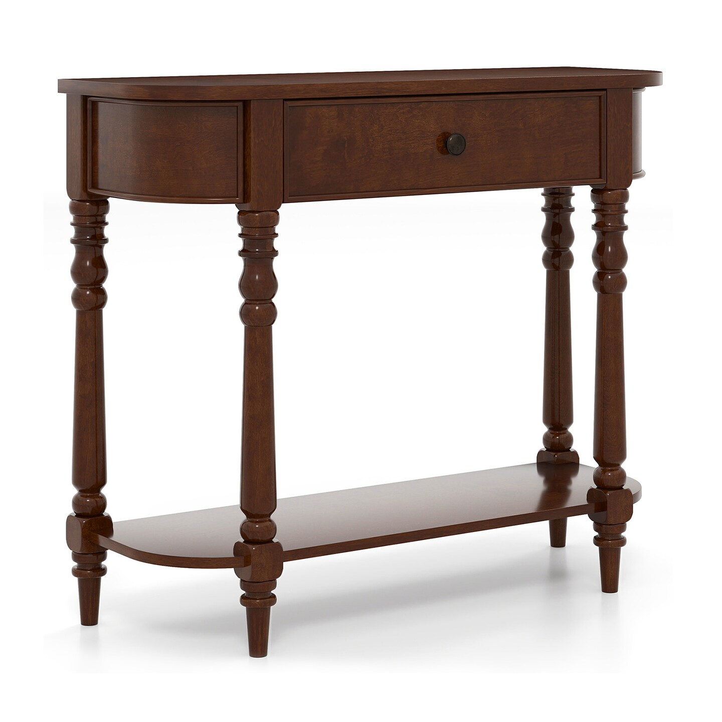 36" Wooden Console Table 2-Tier Narrow Behind Couch Table