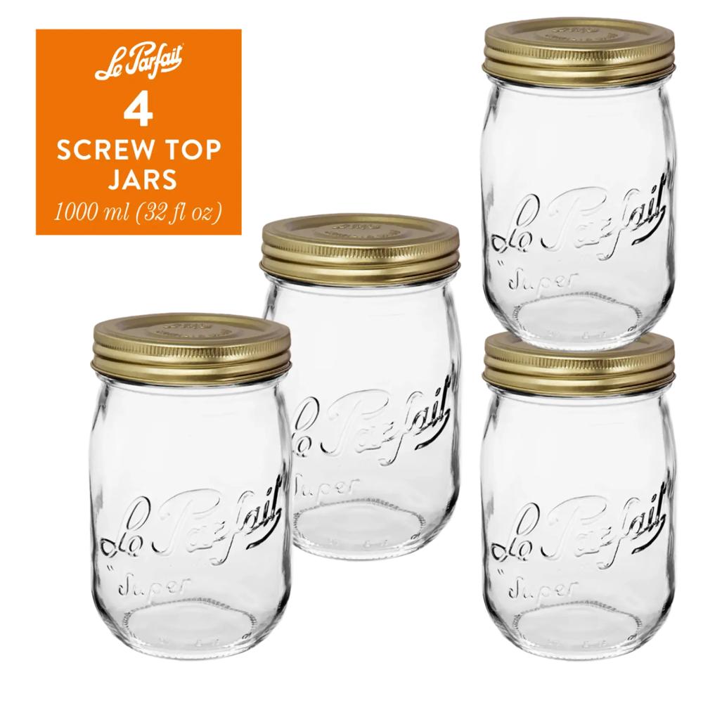 Le Parfait - Clear - Versatile Preserving Jars for Storage and Decor - 4 Piece