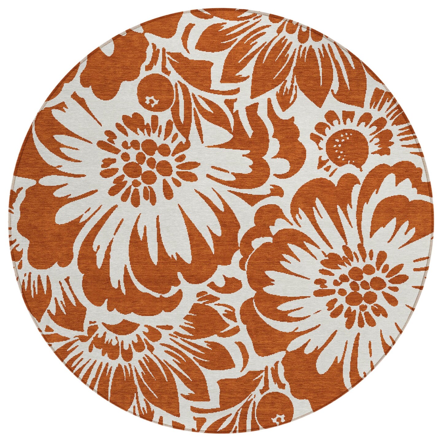 Edge Collections - 8' - Orange - Artistic Floral Area Rug for Indoor and Outdoor Use - 1 Piece
