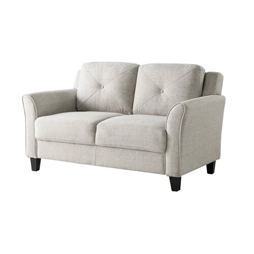 Microfiber Upholstered Loveseat Sofa with Flared Arms and Black Legs