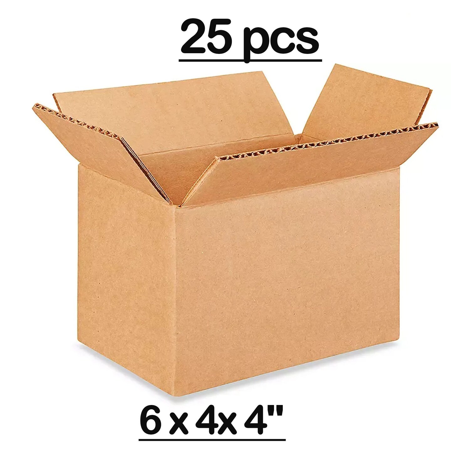 25 pcs Corrugated Shipping Boxes Durable Kraft Cardboard 6 x 4 x 4 Inch