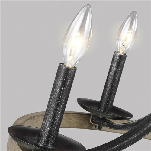 Oak Metal 5-Light Farmhouse Circle Chandelier Dimmable Rustic Lighting Fixture