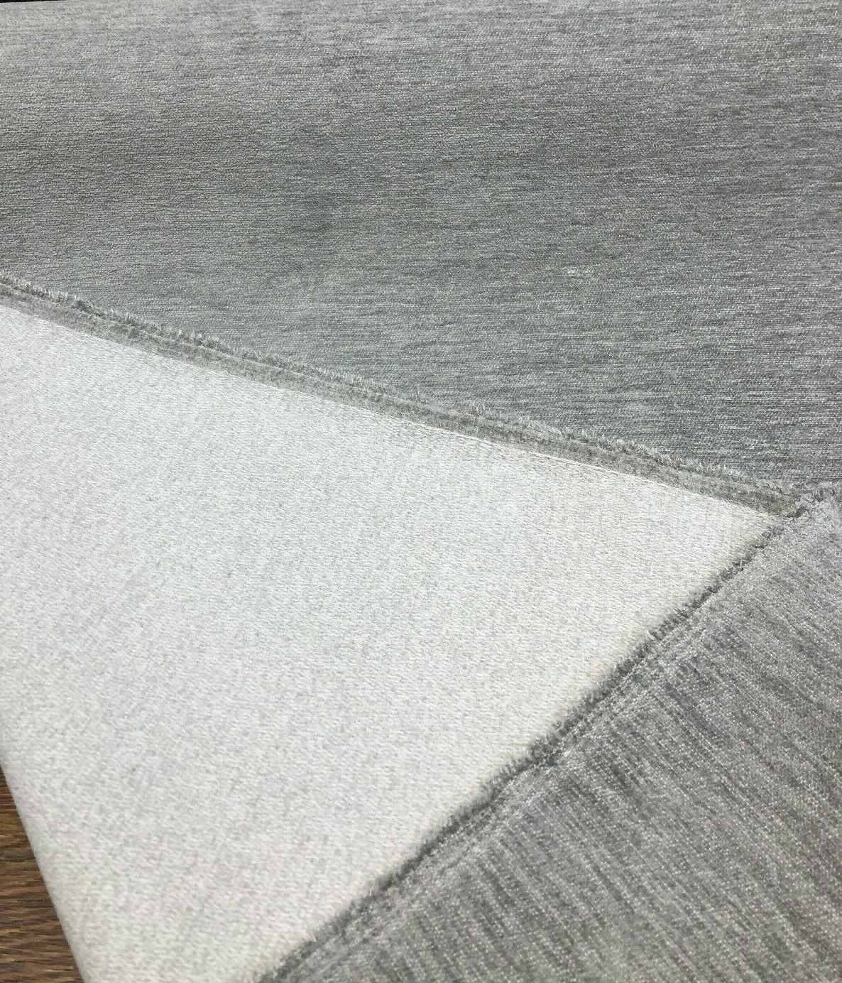 1 Yard Silver Soft Chenille Upholstery Durable 100% Polyester Solid Fabric