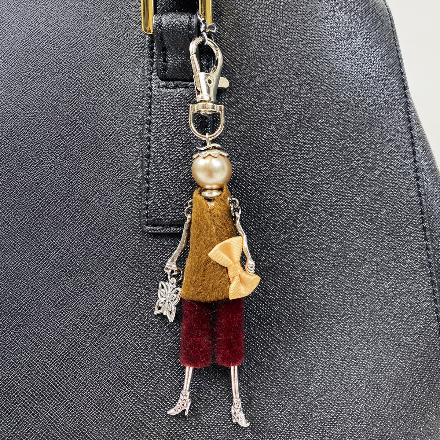 Wrapables Hanging Fashionista Doll Keychain, Crystal Rhinestone Keyring Bag Charm, Chic Pants