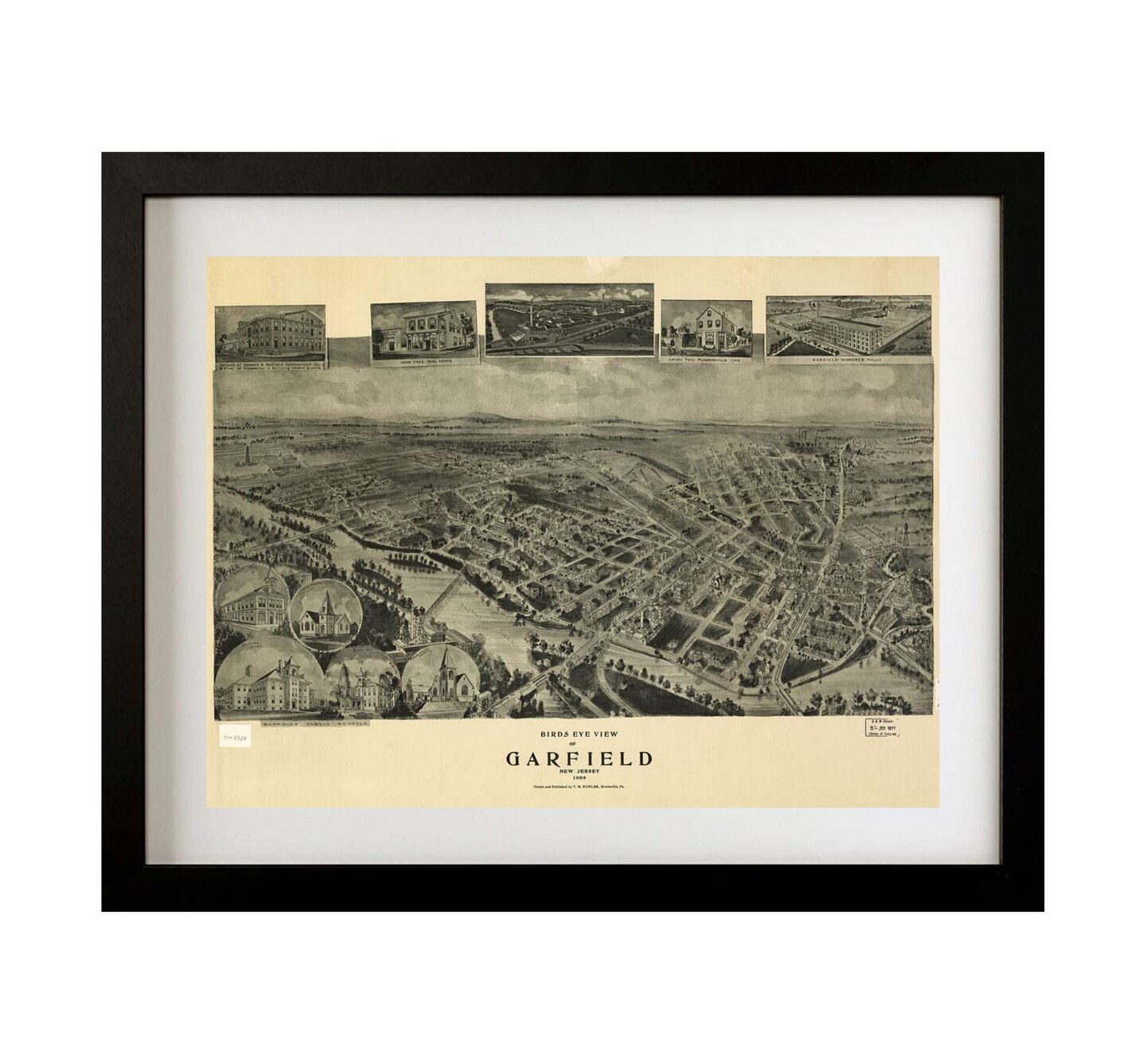 Framed Vintage Art Print of Garfield New Jersey - Nostalgic Home Decor