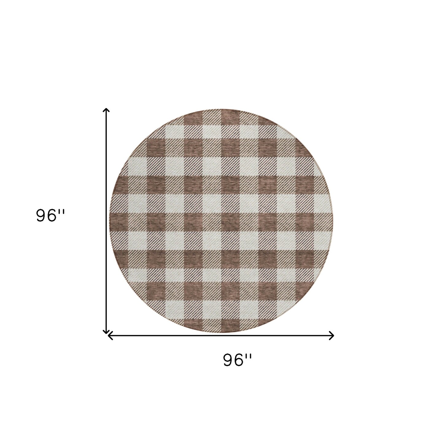 Edge Collections - 8' - Brown - Area Rug Washable for Indoor and Outdoor Use Plaid - 1 Piece