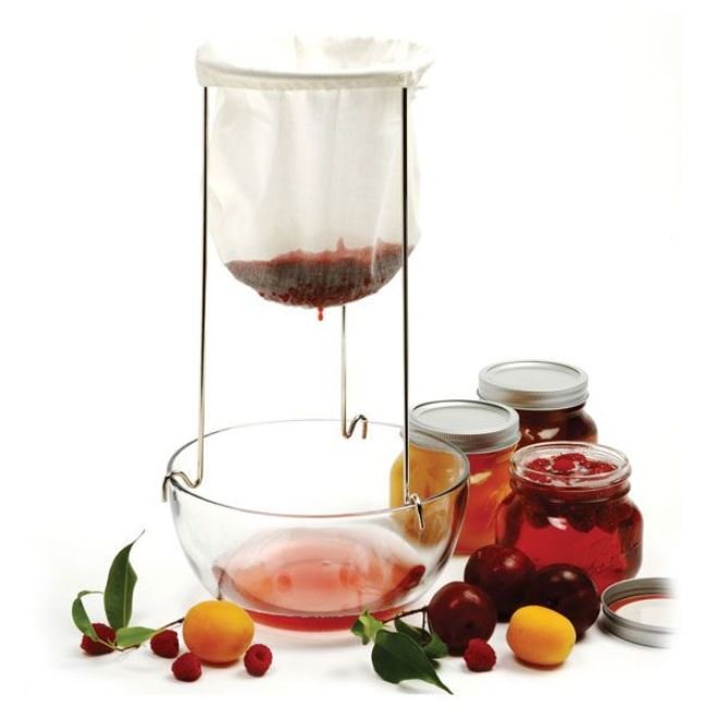 Norpro Jelly Strainer Set - Stainless Steel Frame Stand with Reusable Cotton Bag