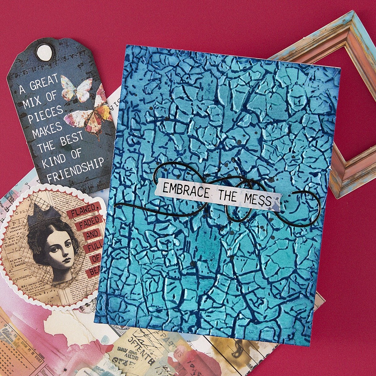 Spellbinders 3D Embossing Folder-Beautifully Imperfect, Crackle Paint