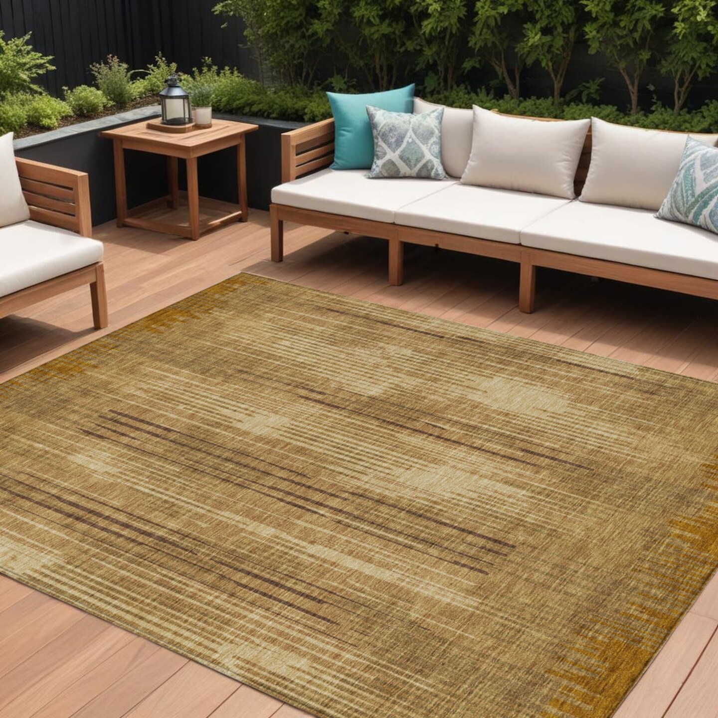 Edge Collections - 10' x 14' - Brown - Durable Washable Striped Area Rug for Indoor and Outdoor Use - 1 Piece