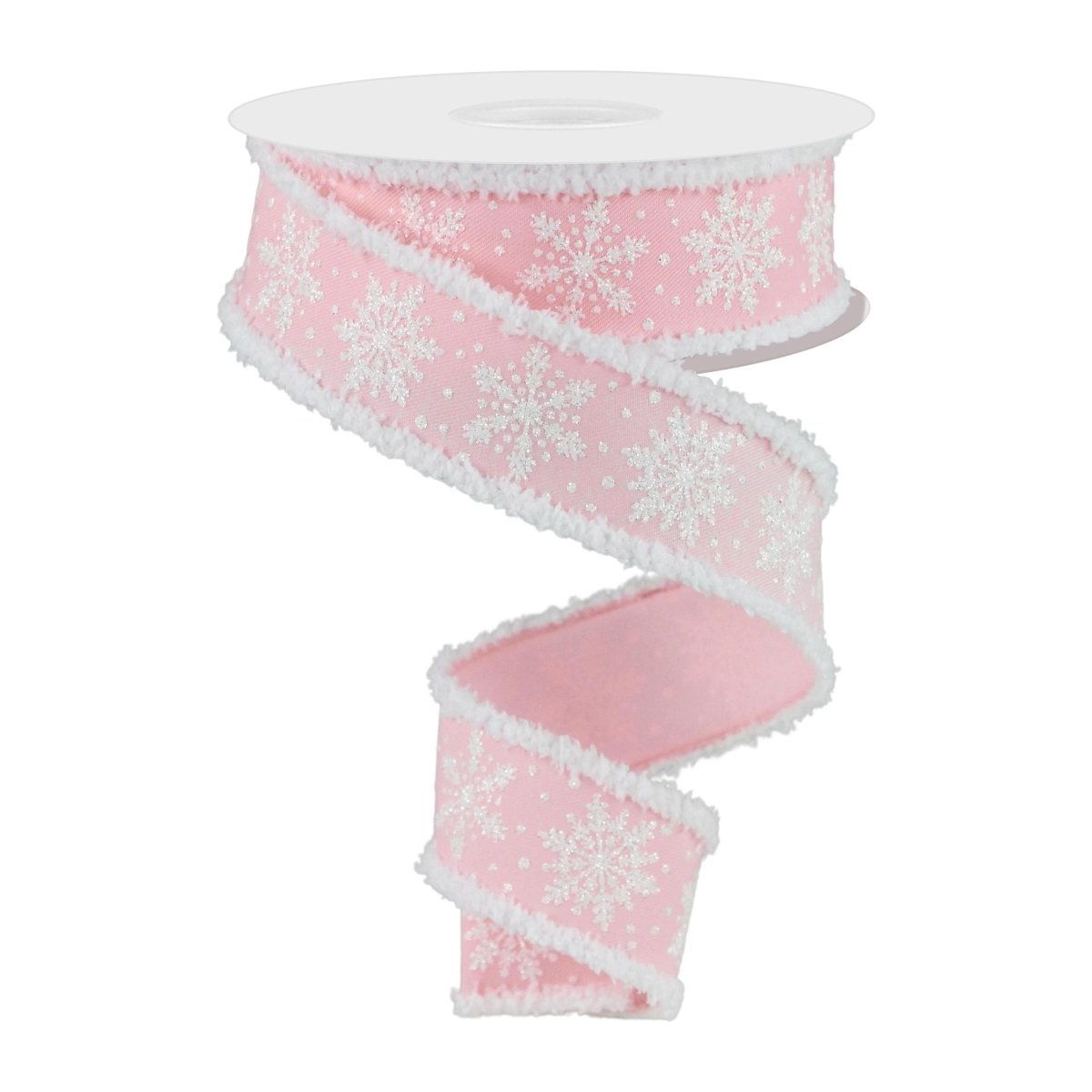 1.5&#x22; Snowflake Drift Edge Ribbon: Pale Pink (10 Yards)