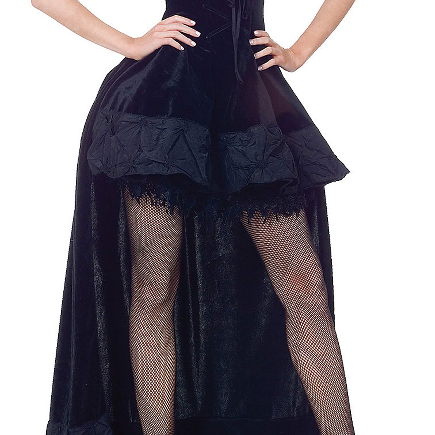 Womens Evil Queen Costume Velvet Dress With Lace Up Front And Puffy Sleeves