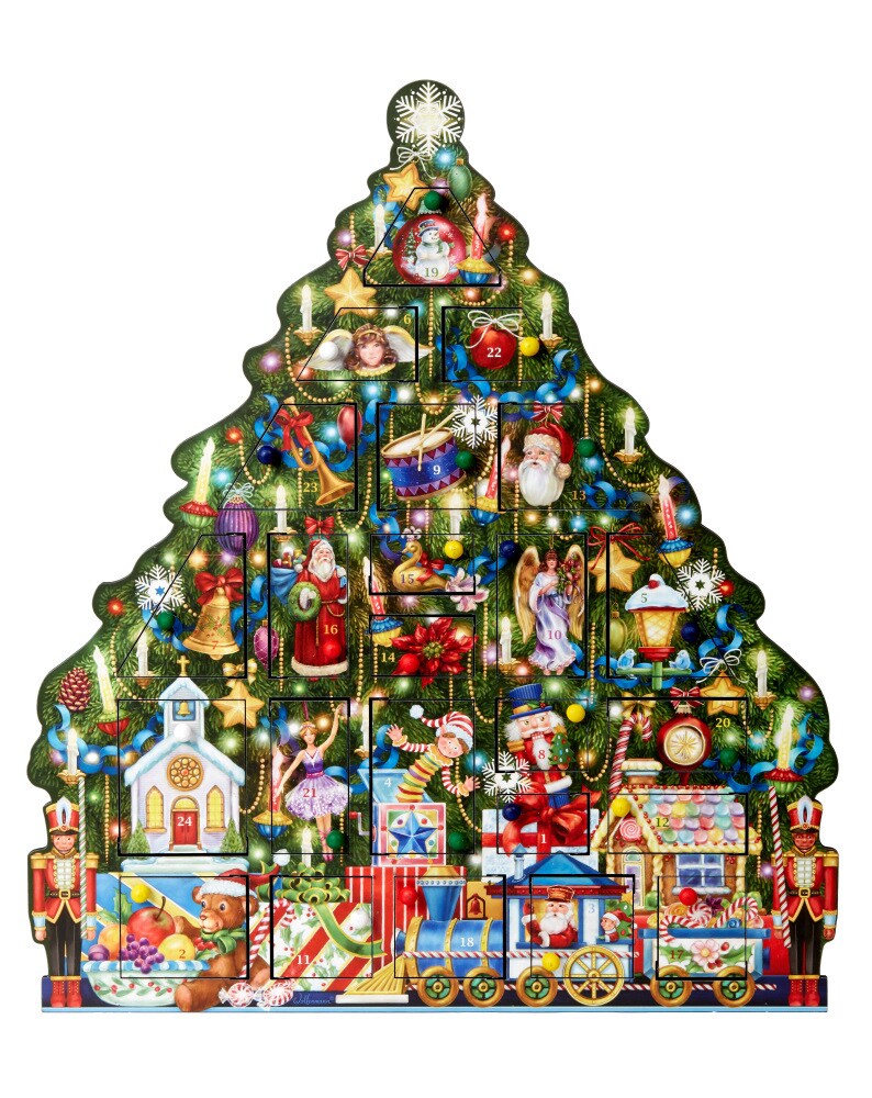 Christmas Tree Wooden Advent Calendar - Countdown to Christmas - Use Year After Year - Family Heirloom - 17" x 19 1/2" by Vermont Christmas Company