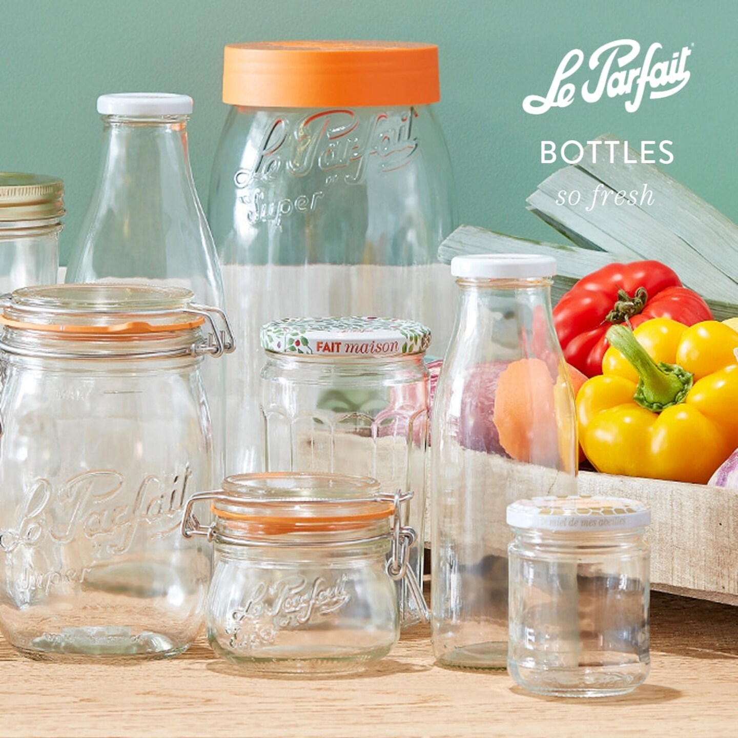 Le Parfait - Clear - Glass Versatile Bottles for Fermenting and Preserving - 3 Piece