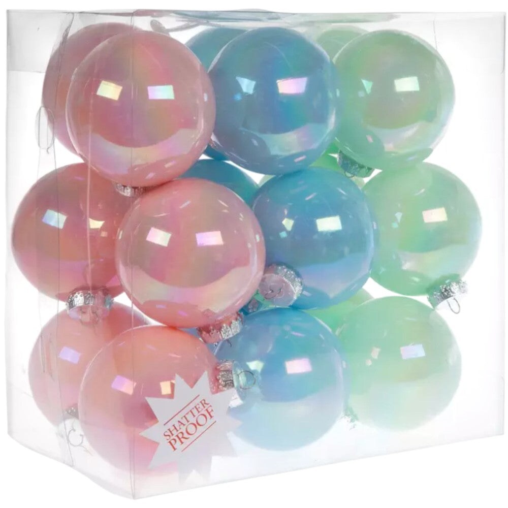 4.0&#x22; Pastel Shatterproof Christmas Ornaments 18 PCS &#x2013; Pink, Green, Blue &#x26; Purple Ball Set