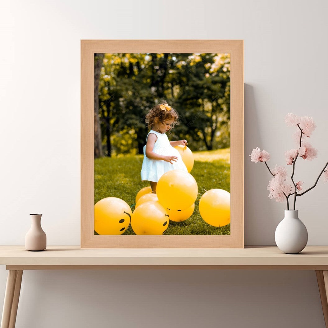 Large Natural 38x7 Wood Picture Frame Acrylic Glass - Light Wooden Poster Frame