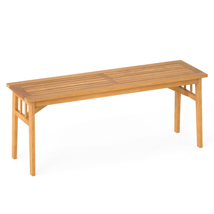 48 Inches Acacia Wood Bench with Breathable Slat Seat and Stable Triangular Structure