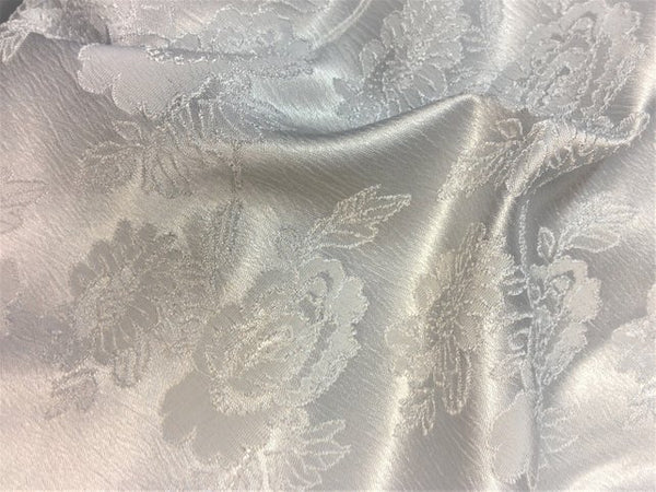 1 Yard Silver Floral Jacquard Brocade Cotton Poly Fabric for Suits Fashion Upholstery