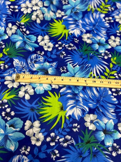 1 Yard Hawaiian Print Poly Cotton Fabric, 58" Wide Lightweight Printed Material for Apparel Use