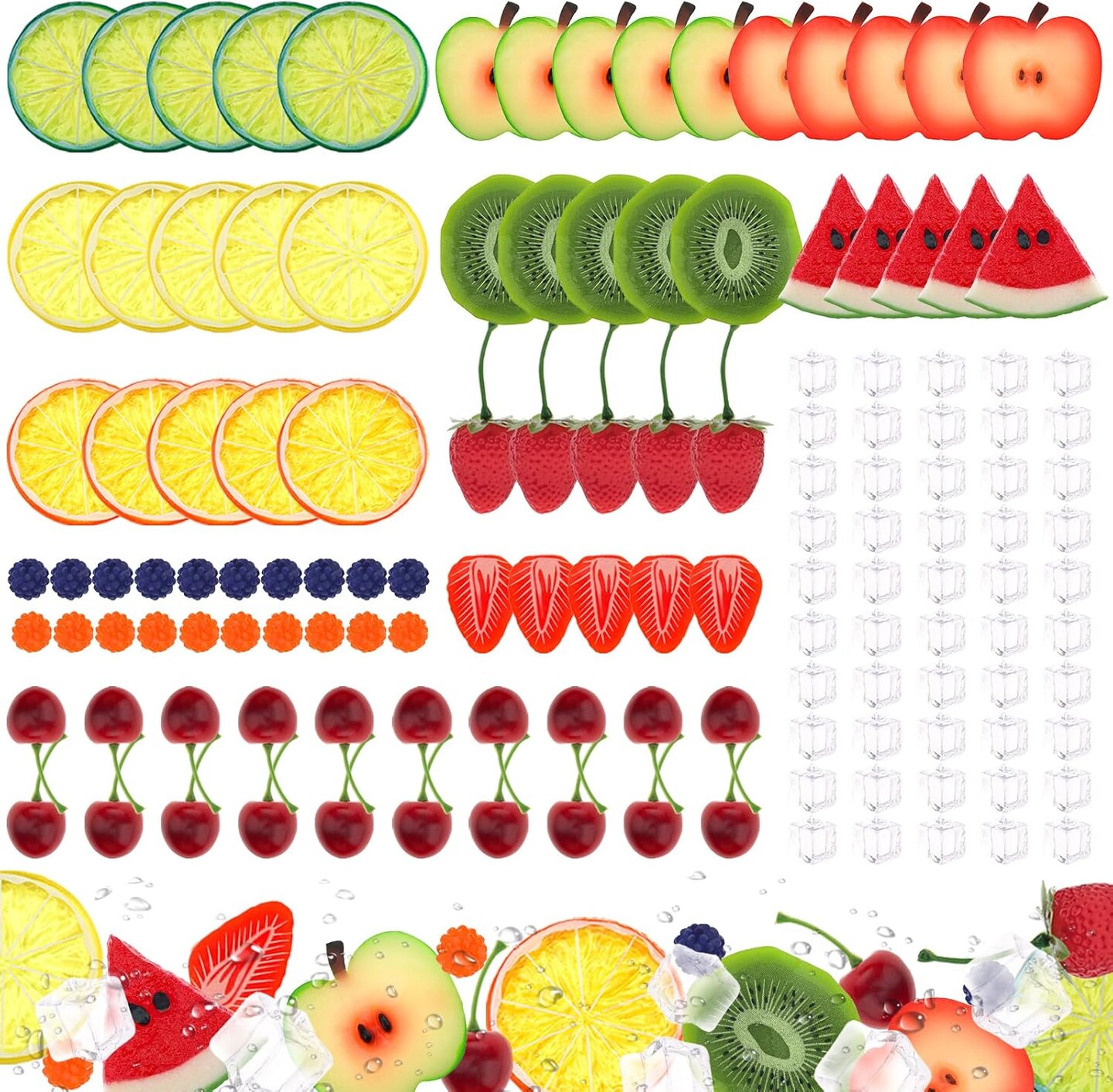 135pcs Fake Mix Fruit Decoration Artificial Strawberry Apple Lemon