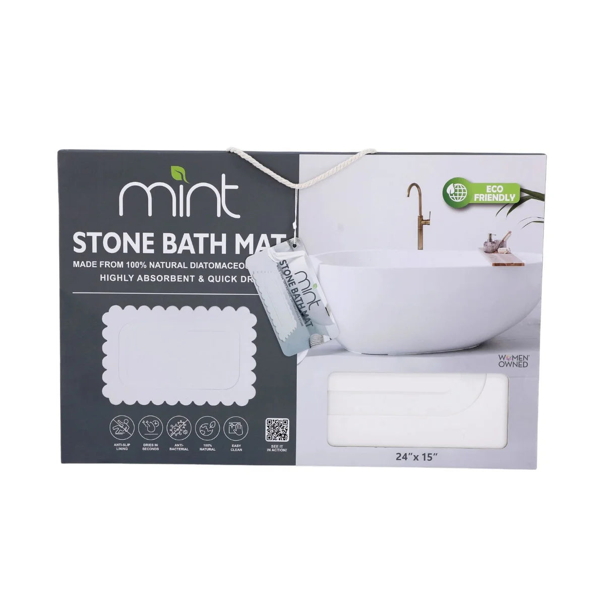 Off White Scallop Stone Bath Mat - Dimensions: 24&#x22;x15&#x22;