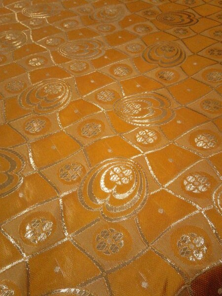 1 Yard Floral Metallic Jacquard Brocade Orange &#x26; Silver Fabric for Apparel Decor Projects 60 Inch Width