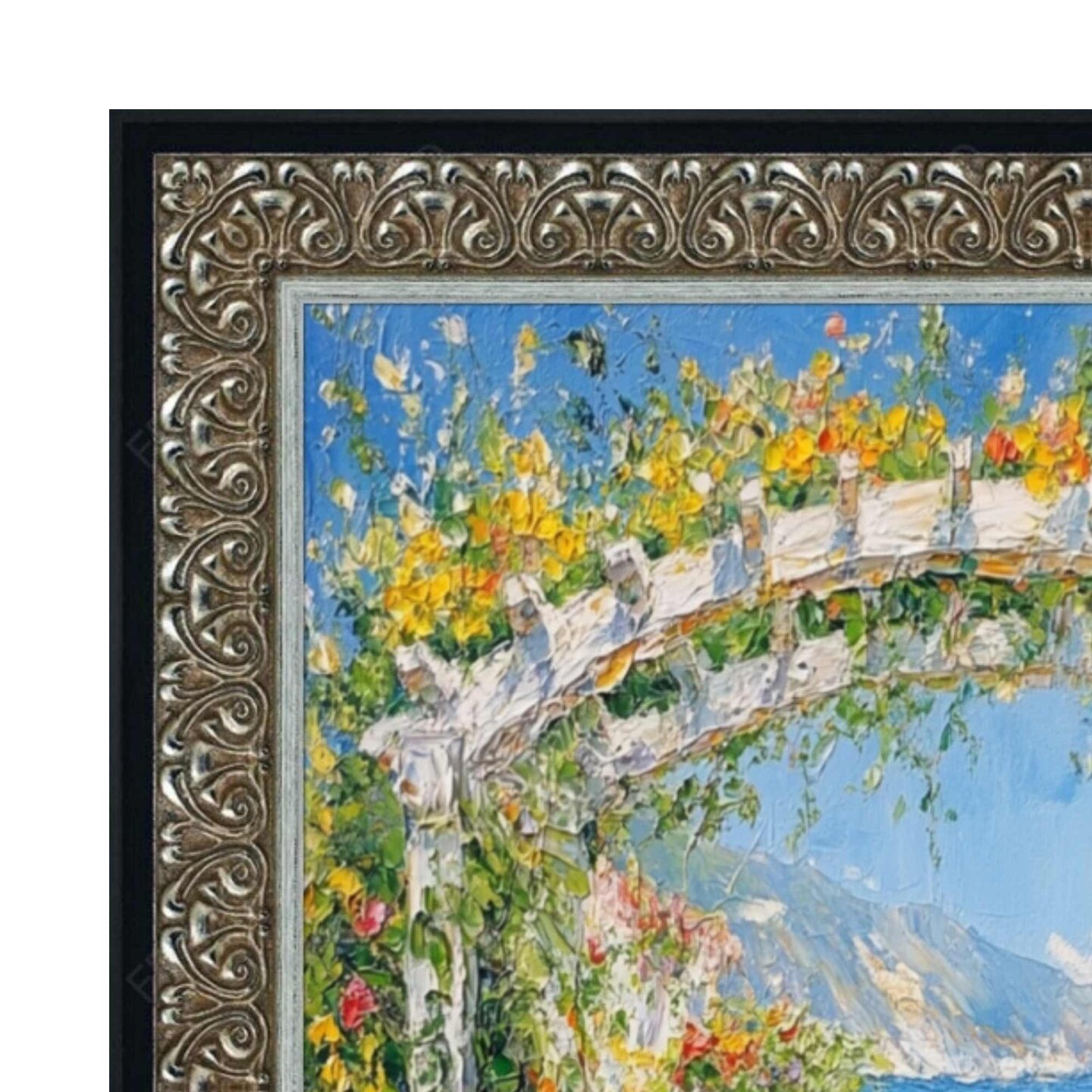 Floral Antique Silver With Black Lip Picture Frame 12x12 frame