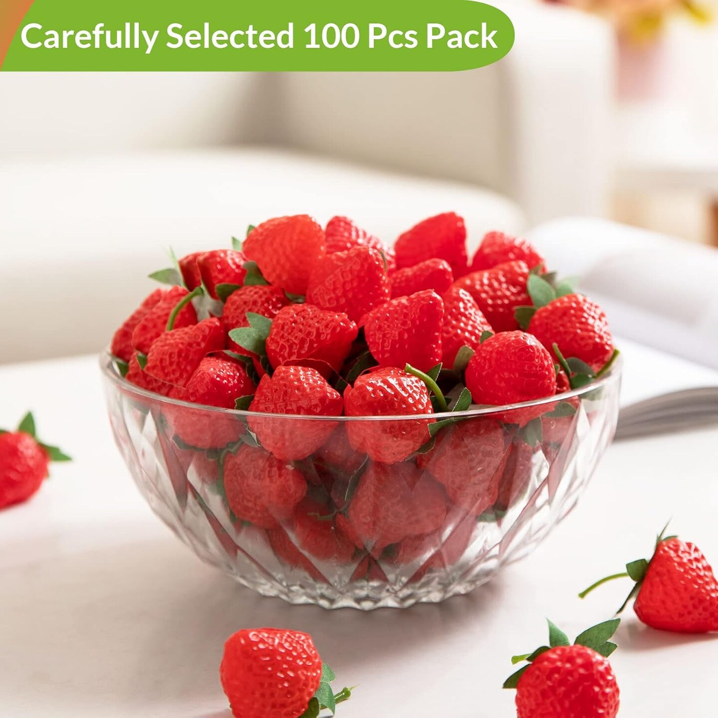 100 Pieces Fake Strawberries Fake Fruit Artificial Strawberry Kitchen Décor