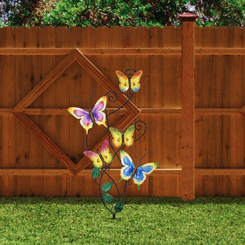 28 Inch Butterfly Garden Stake Decor Metal Wall Art Decoration, Mothers Day Ideal Gifts for Mom, Yard Outdoor Ornaments