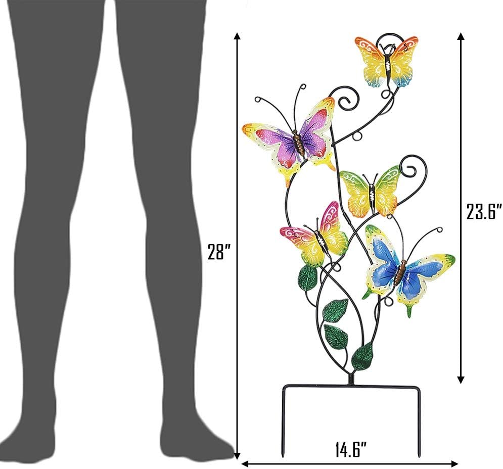 28 Inch Butterfly Garden Stake Decor Metal Wall Art Decoration, Mothers Day Ideal Gifts for Mom, Yard Outdoor Ornaments