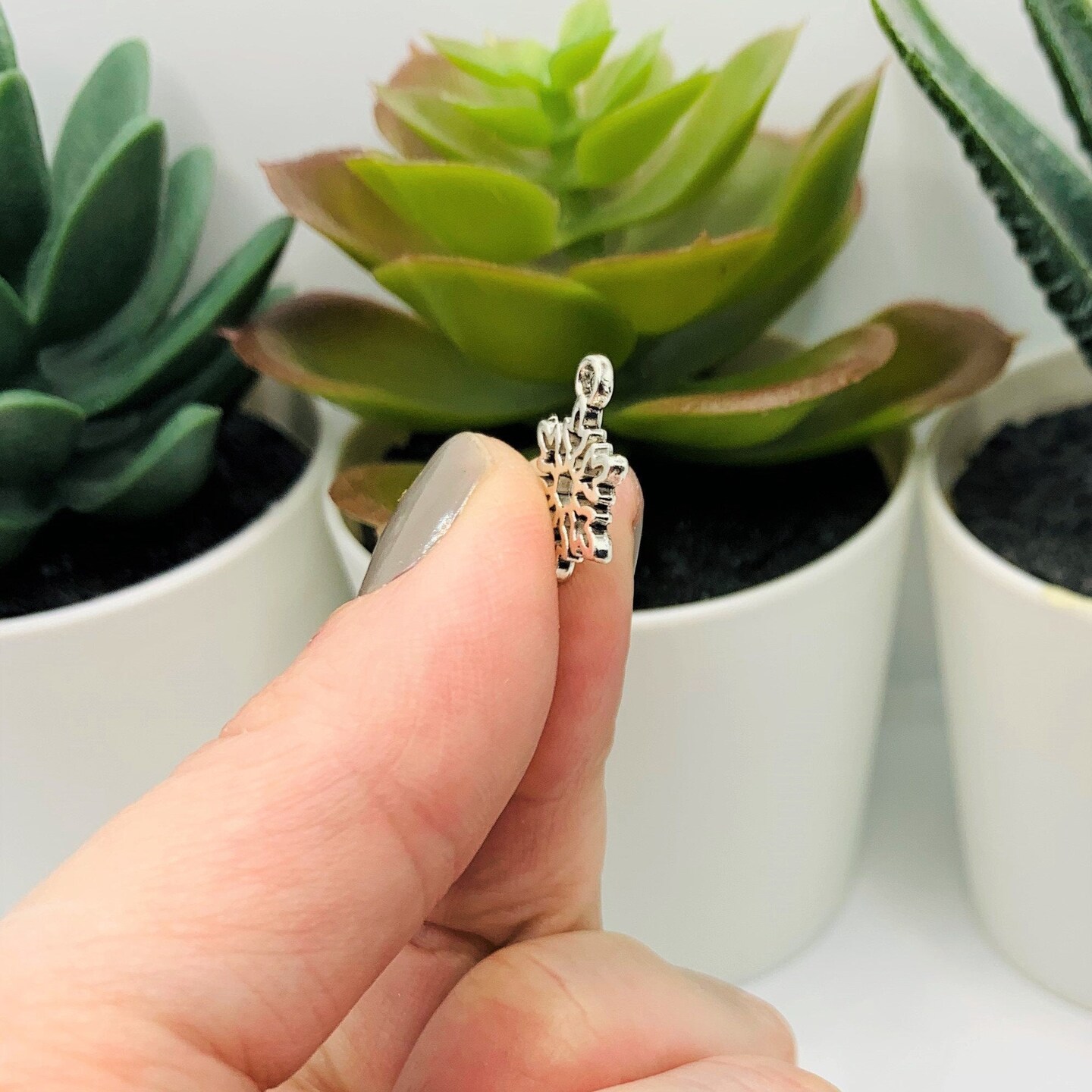 Small Silver Snowflake Christmas charms, 15x11mm
