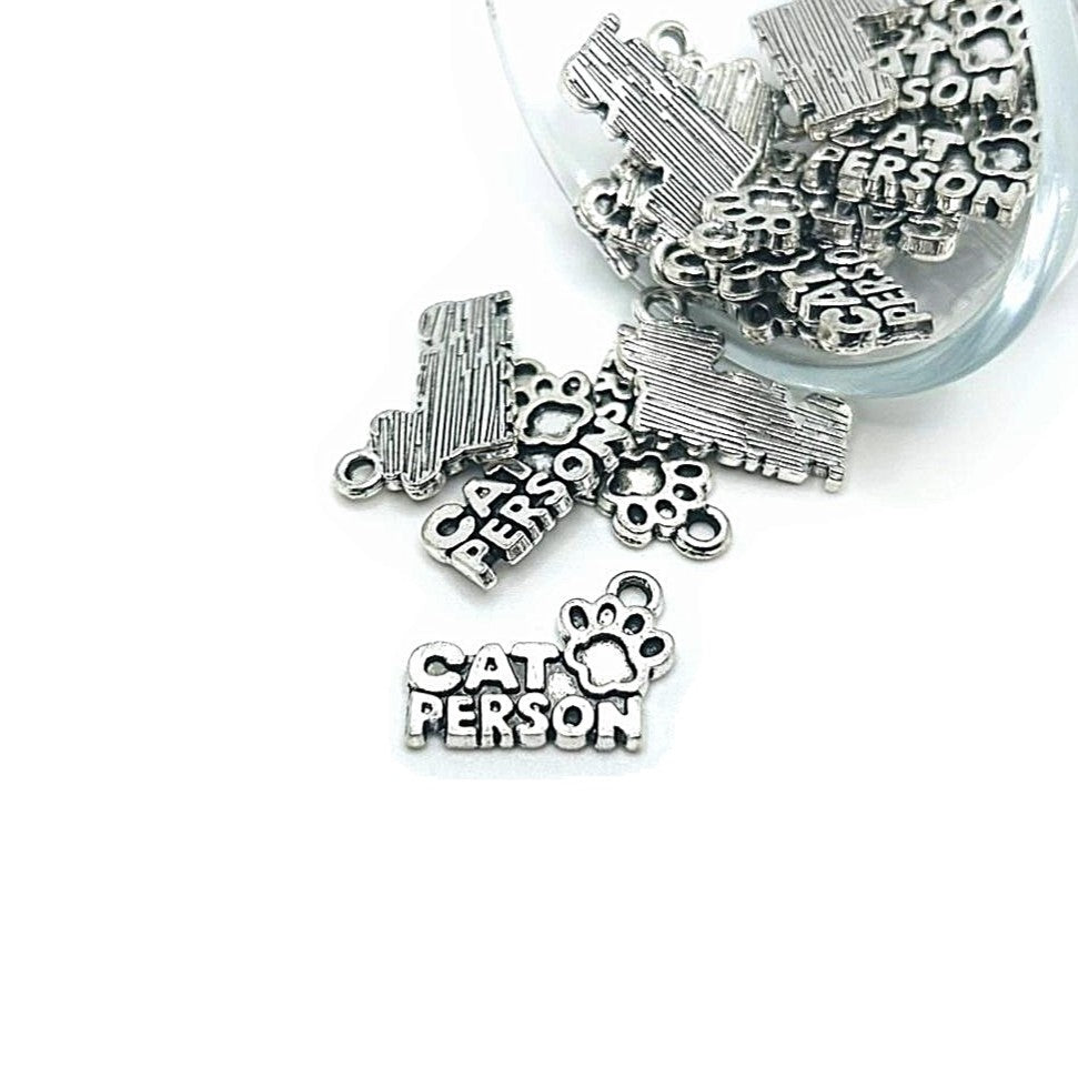Silver Cat Person Pet Charms, 13x18mm