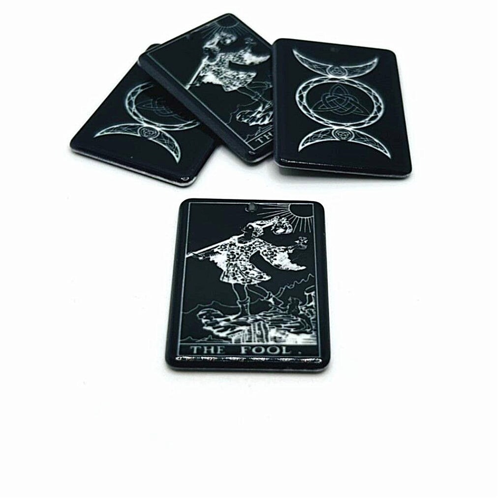 The Fool Black and White Tarot Card Charms, 34x25mm