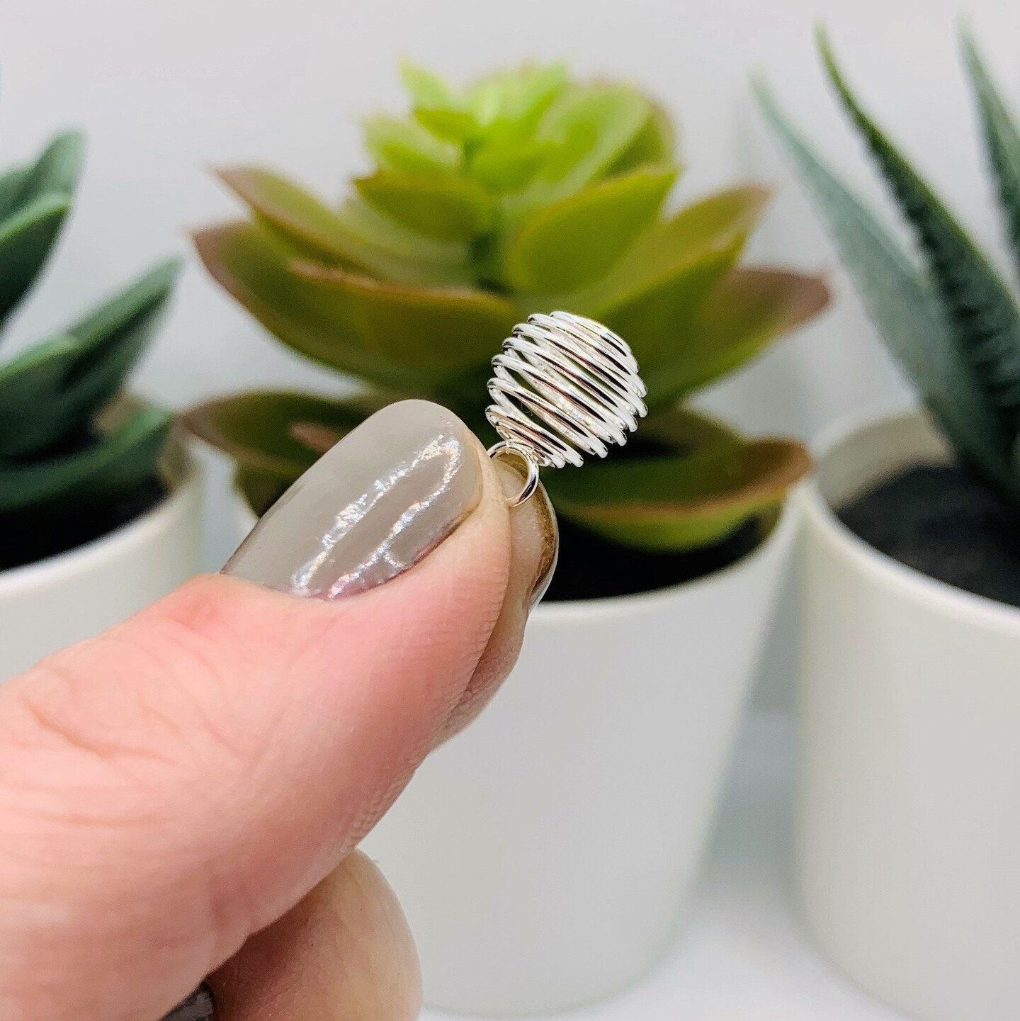 Silver Spiral Lantern Bead Cages, 8x9mm