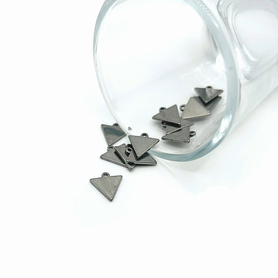 Small Stainless Steel Triangle Accent Stamping Blank Charms, 10x11mm