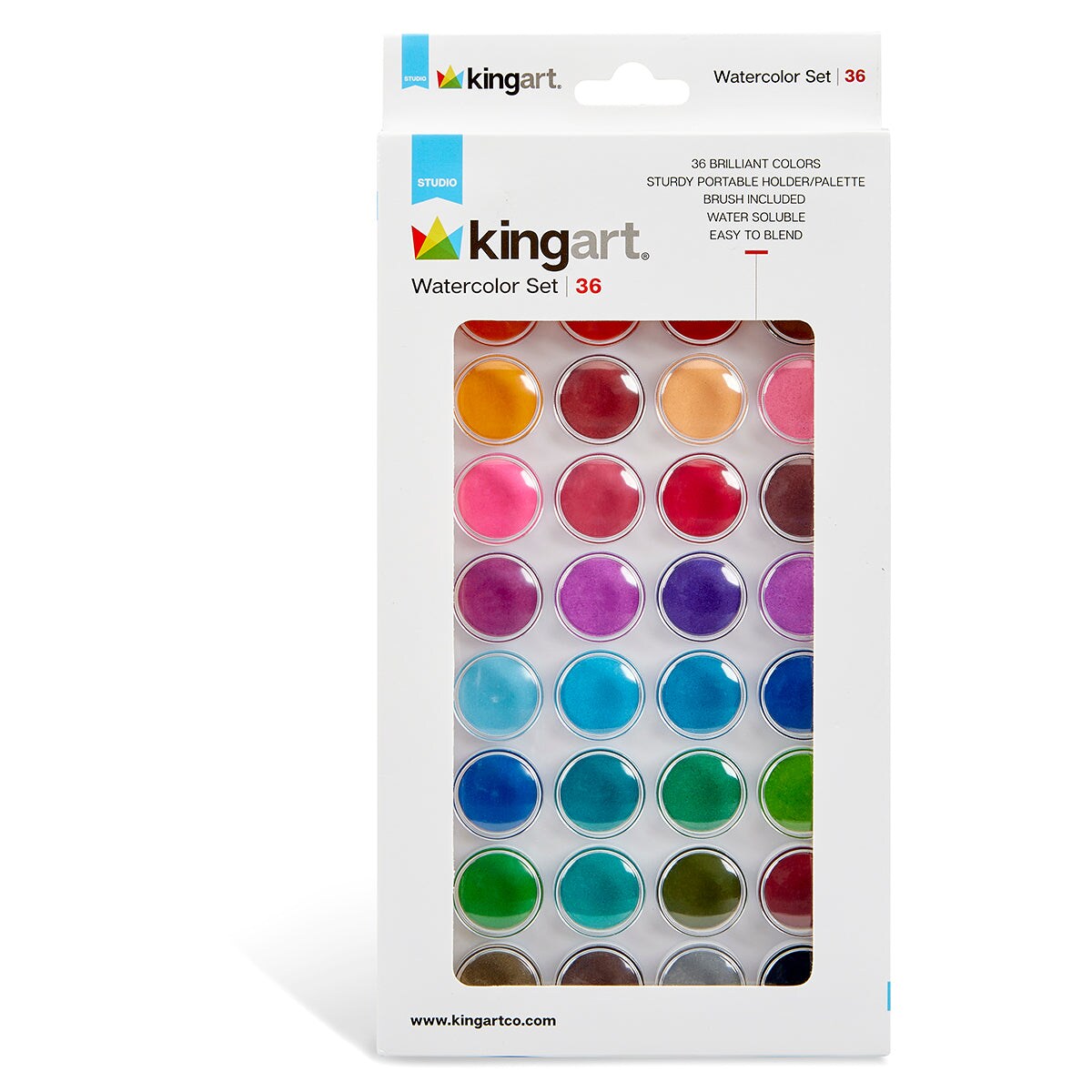 KINGART&#xAE; Watercolor Pan Set, 36 Unique Colors &#x26; Paint Brush