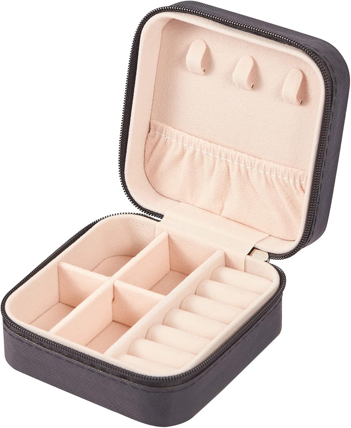Leather Small Jewelry Box, Travel Portable Jewelry Case for Ring, Pendant, Earring, Necklace, Bracelet Organizer Storage Holder Boxes