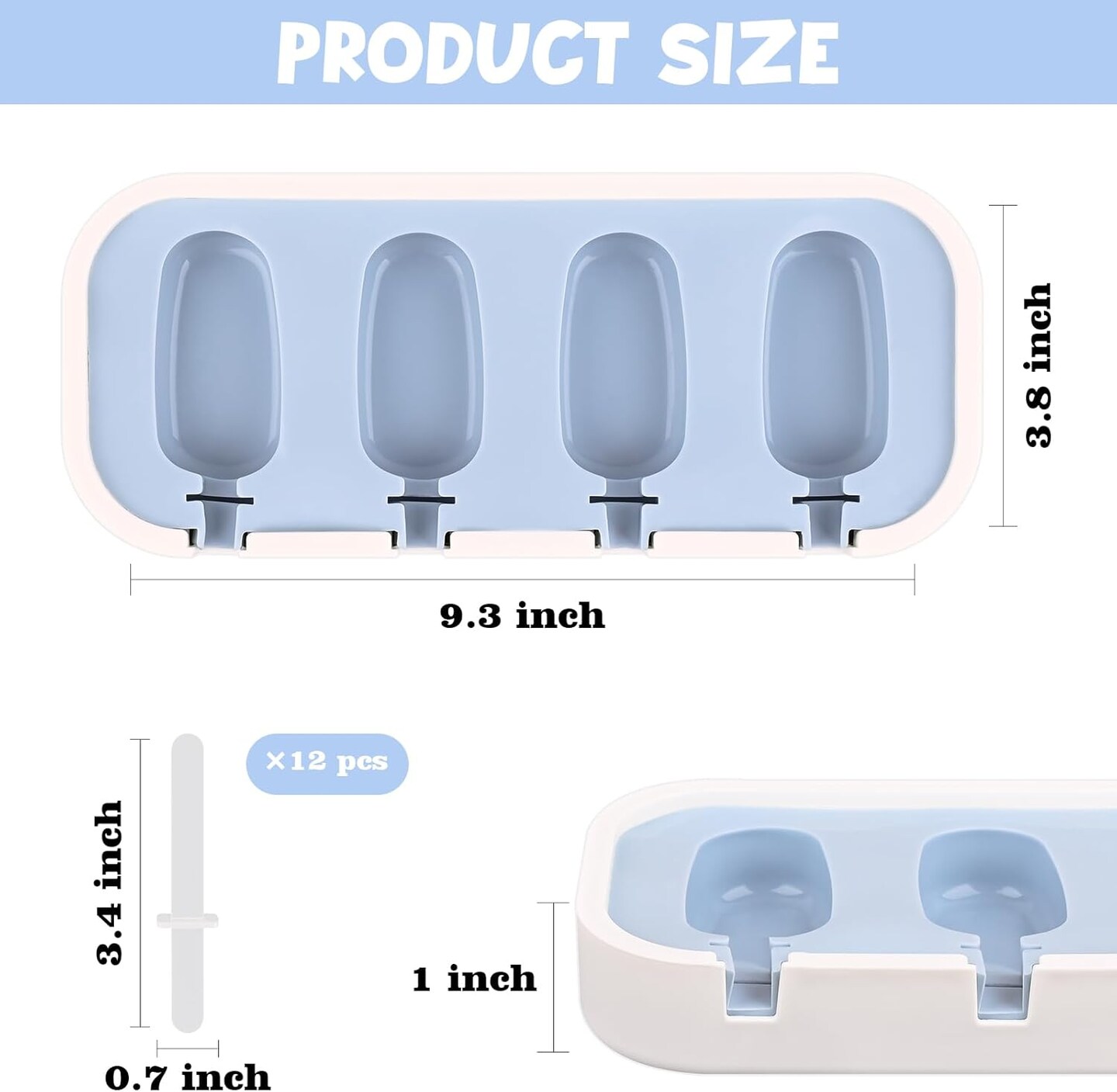 1.2 oz Mini Popsicle Silicone Molds for Kids, 2 PCS Classic Homemade Ice Pop Molds With Sticks and Lid, Stackable Ice Cream Molds