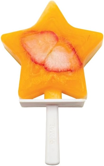Silicone Popsicle Molds with Sticks (4-Pack, Star) - Reusable Ice Pop Molds for Homemade Flavored Ice Pops &#x26; Frozen Snacks - Stackable Popsicle Maker with Lid, Dishwasher Safe &#x26; BPA-Free